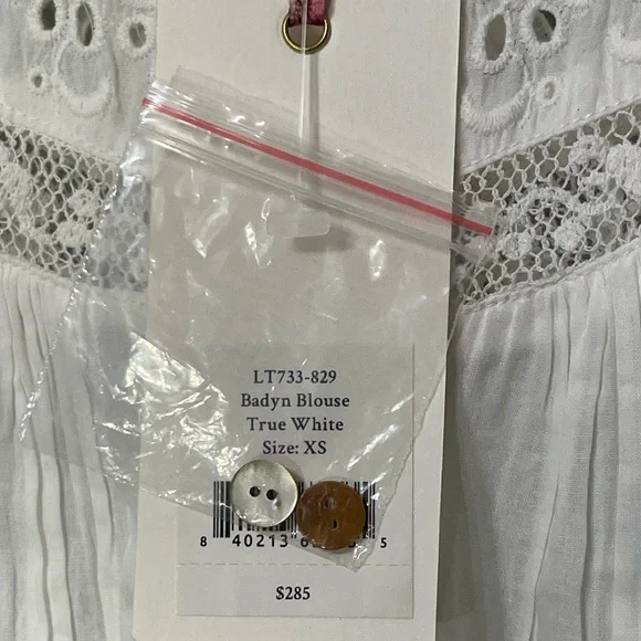 NWT LoveShackFancy Badyn Lace Inset Blouse True White - Size XS - Picture 5 of 7